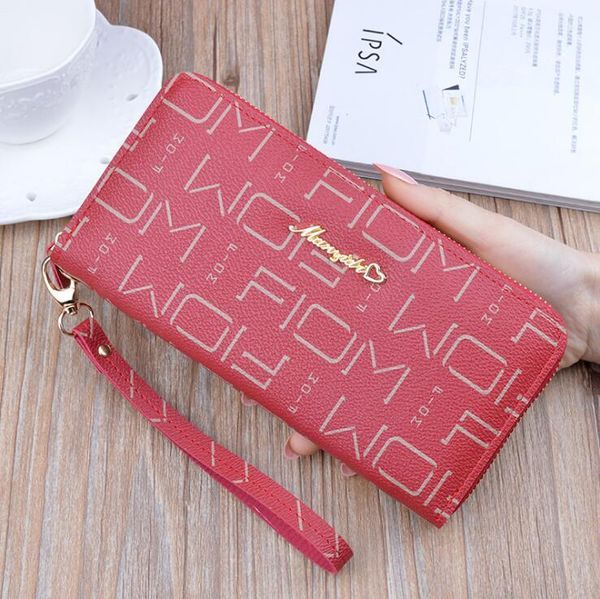 Großhandel Frauen Handtasche Elegante atmosphärische Druck Hand Geldbörse Kontrastleder Brieftaschen Doppel Zipper Mobiltelefon Lagerung Walleest