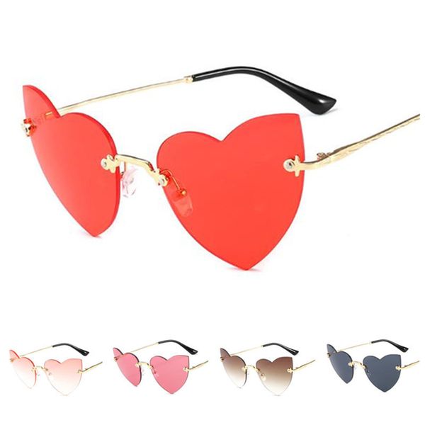 

fashion women rimless sunglasses asymmetric heart sun glases trimming lens eyewear anti-uv spectacles eyeglasses adumbral a, White;black
