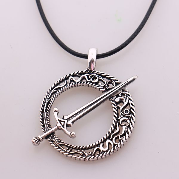 

pendant necklaces dark souls 3 blade of the moon covenant sword necklace leather rope game steampunk jewelry, Silver