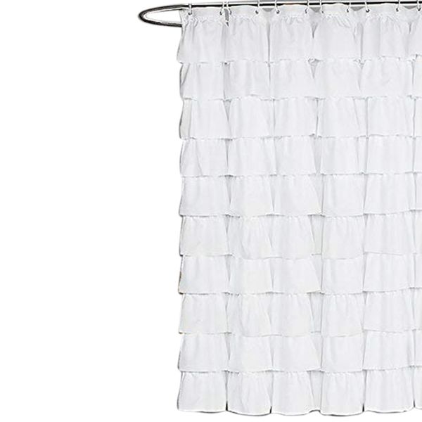 

white shower curtain fabric / pleated bathroom partition curtain, 180 x 200 cm long