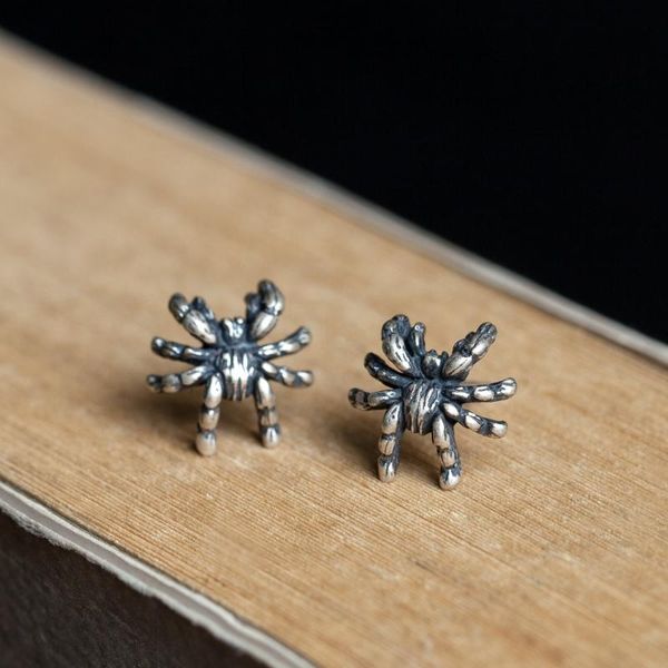 

925 sterling silver spider stud earrings women punk earrings vintage party wedding jewelry gifts for girls women jewelry, Golden;silver