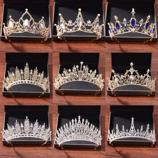 

hair clips & barrettes bridal crystal tiara wedding accessories crown golden tiaras and crowns jewelry diadema gold, Golden;silver