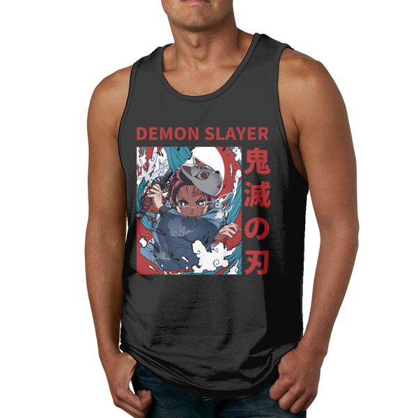 

rock and roll demon slayer items cotton tank streetwear crewneck tank top