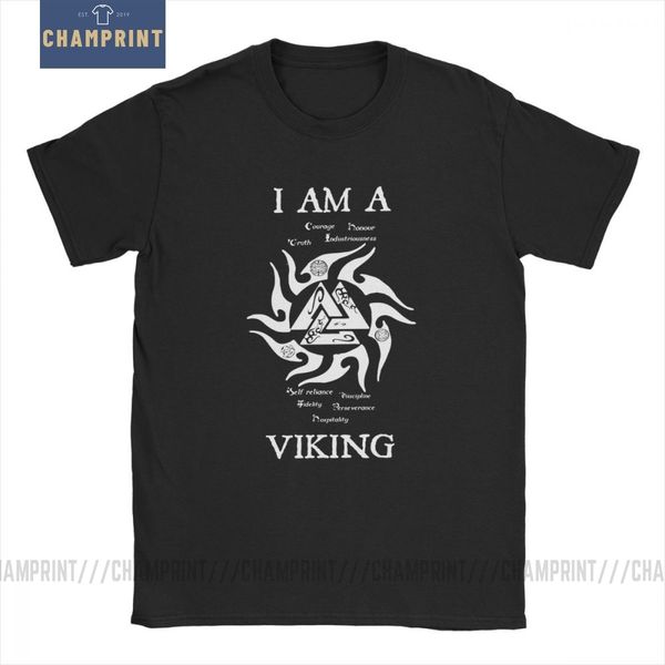 

мужская футболка i am викинг досуг хлопок tee рубашки с коротким рукавом odin valhalla викинги футболки круглым воротом одежда плюс размер