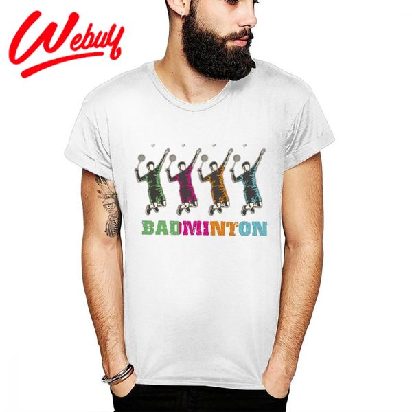 

natural cotton play badminton jumping smash unique design for man t shirt