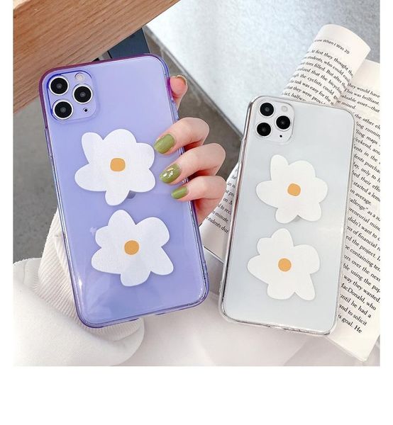 

two white flower phone case for iphonese 2 11pro/max x xs max xr soft silicone cover for iphone11 7 8plus case