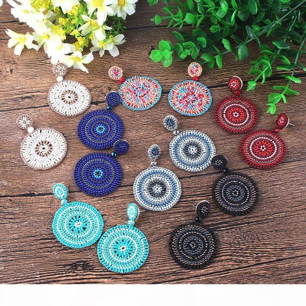 

7 colors bohemian handmade earrings for women girls colorful rice bead drop dangle chandelier eardrop jewelry accessories wholesale, Silver