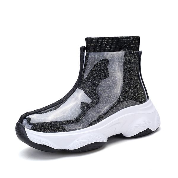 

2020 winter women ankle boots pvc waterproof short boots thick bottom warm snow shoes booties woman, Black
