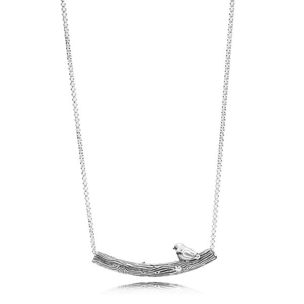 NEW 925 Sterling Silver Spring Bird Изогнутые Bar ожерелье Элегантный Темперамент подходящий подарок ключицы цепи ювелирные изделия 397130