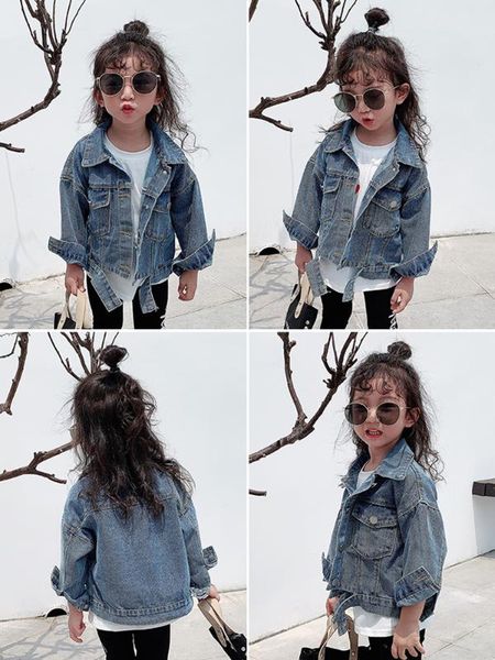 

jackets denim jacket 2021 autumn children's short baby retro girls kids, Blue;gray