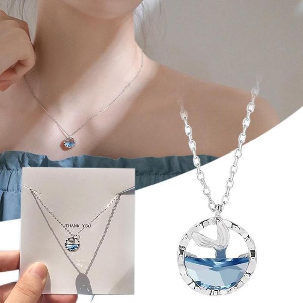 

korean fashion ocean tears necklace round pendants jewelry chain long for women wedding friends statement charm gem gi, Silver