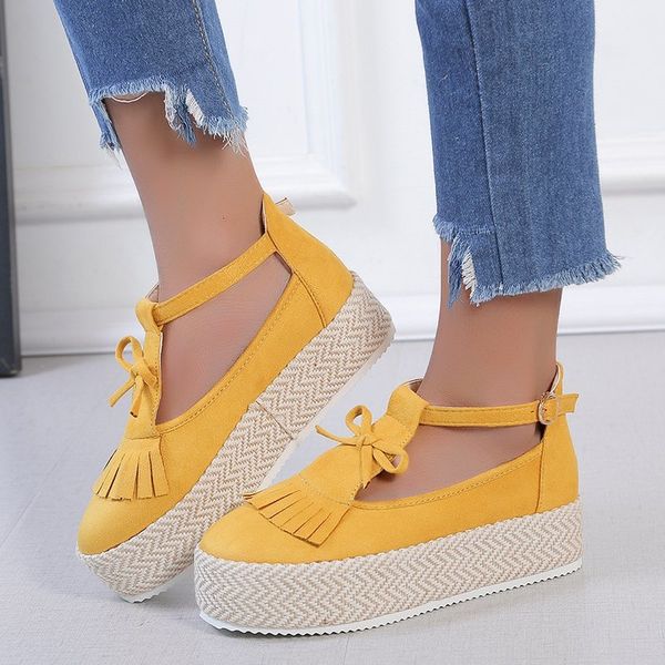 

flats shoes women back strap buckle platform flats shoes mid heel increasing height fashion ladies ballet zapatos de muje, Black