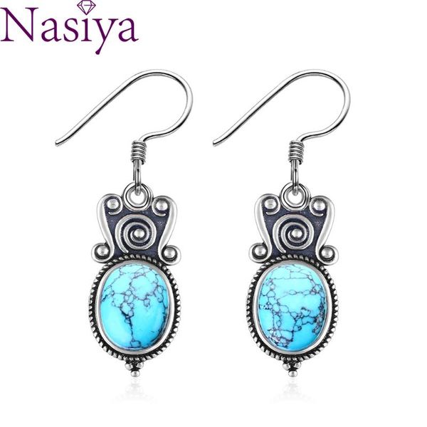 

other 8x10mm oval moonstone turqoise drop earrings for women 925 sterling silver charoite beads earring party engagement wedding gift, Golden;silver