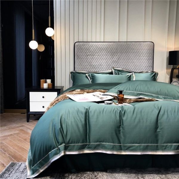 

4 piece duvets and linen sets for 2 persons double bed sheets luxury egyptian cotton sateen bedding sets white silver pink green
