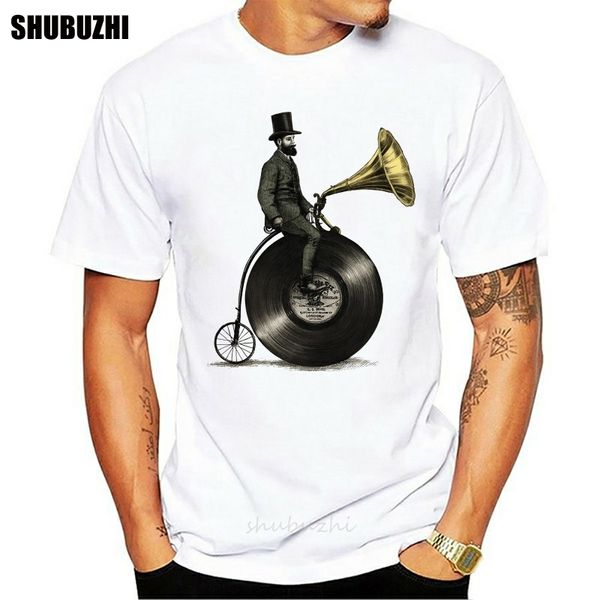 

vintage record player t shirt gramophone cycle vinyl dj ibiza male brand teeshirt men summer cotton t shirt