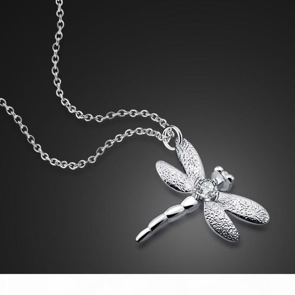 

fashion cute girl silver jewelry gift woman 925 sterling silver necklace personalized dragonfly solid pendant choker