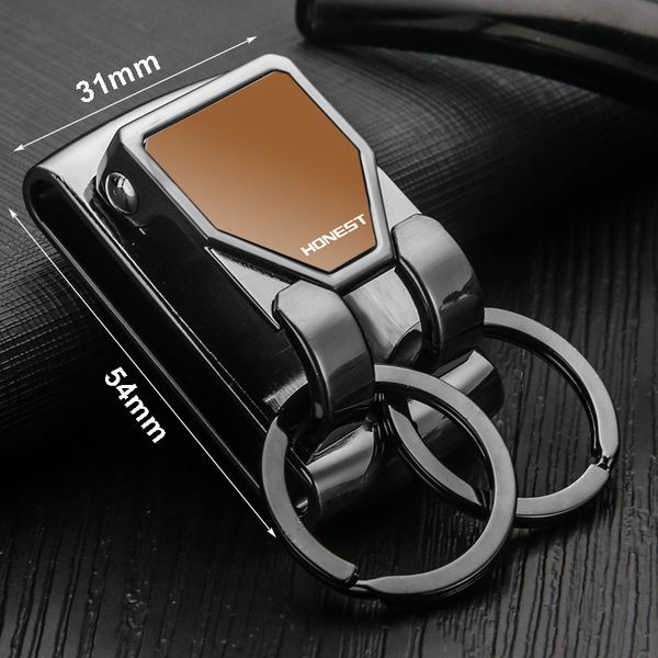 

men key chain belt clip pull double loops keychain men car key holder novelty trinket genuine rings holder, Silver