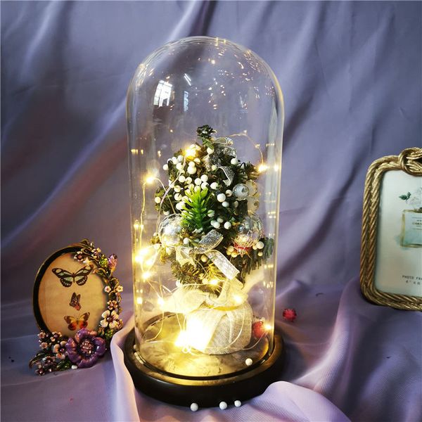 

christmas tree rose in flask ornaments decoration artificial flowers in glass led light for christma birthday valentine's day