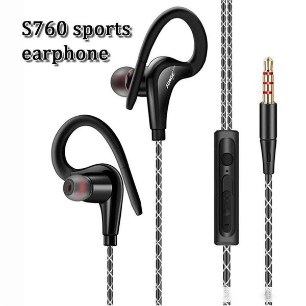 

s760 sports earphone with mic headsets sweatproof running earbuds super bass ear hook for smart phone hifi sport earphones dhl ing