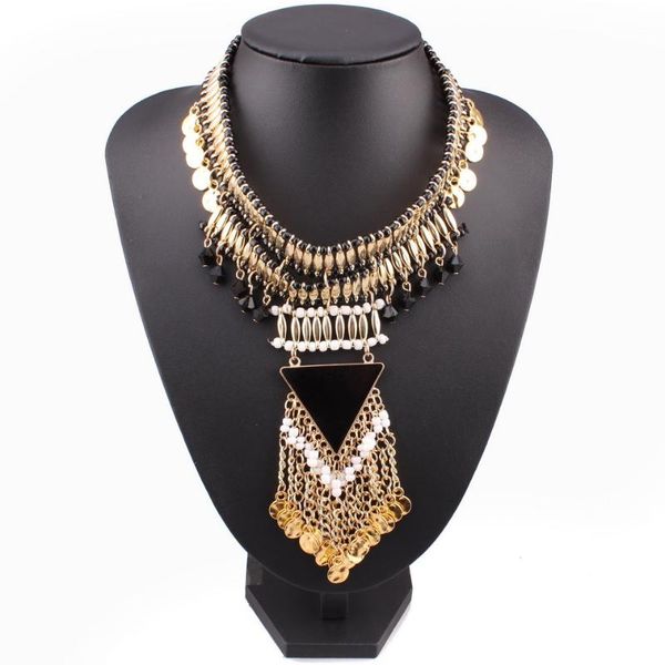 

2020 gold color chain acrylic bead pendant statement geometric pendant choker fashion new arrival brand necklace, Silver