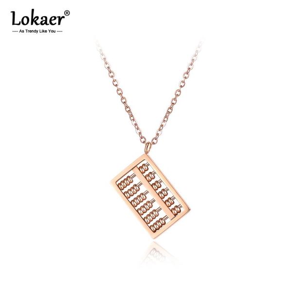 

chokers lokaer creative chinese invented abacus chain & link necklaces jewelry titanium steel necklace for women collier n18059, Golden;silver