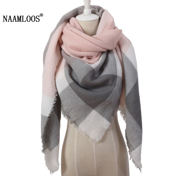 

scarves 2021 winter triangle scarf for women brand designer shawl cashmere plaid blanket wholesale drop 082, Blue;gray