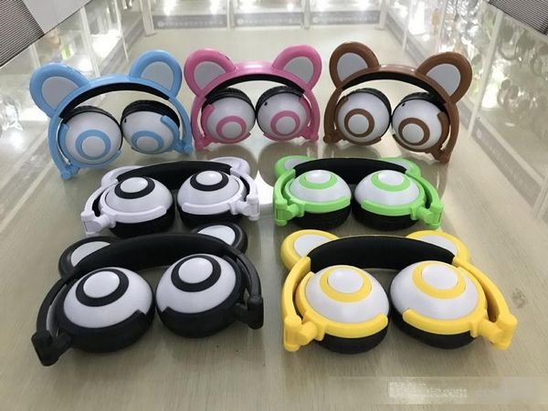 

bear ear recharging headphones foldable panda ear games headset with led light blinking cosplay bearcat earphone breathing light cosplay