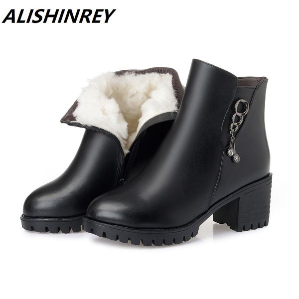

alishinrey зима женщин boots 2020 новых теплой женской ботильоны большого размера австралия толстой шерсть женского снег, Black