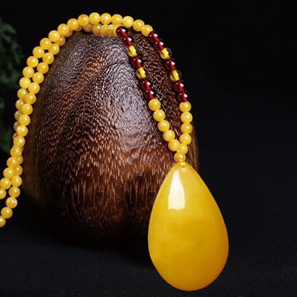 

pendant necklaces women men 3d gourd lotus jewelry beeswax necklace oval with long beads chain, Silver