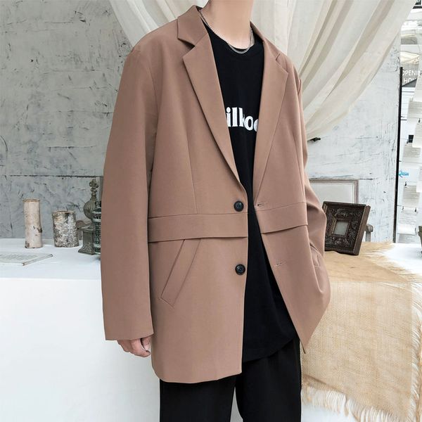 

men's suits & blazers 2021 spring and autumn youth solid color loose large size single breasted suit fashion casual all-match top, White;black