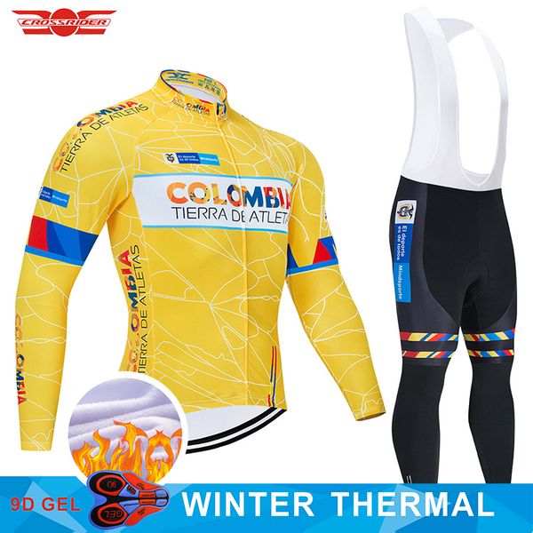 

2020 colombia winter cycling clothing set mtb jersey bicycle clothes mens ropa ciclismo thermal fleece bike jacket cycling wear, Black;blue