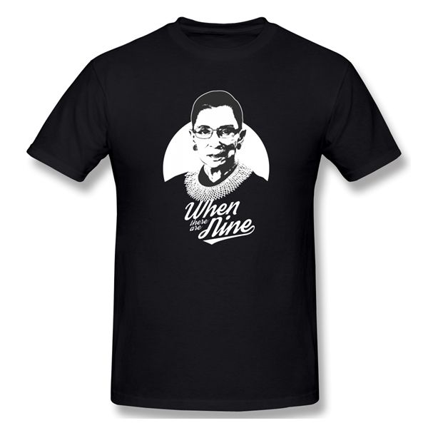 

rbg ruth bader ginsburg when there are nine men's basic short sleeve t-shirt eur/usa size x0923, White;black