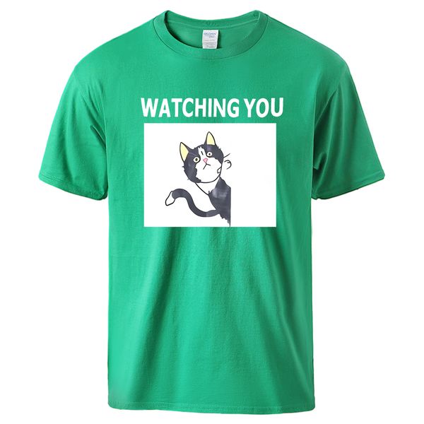

cute cat watching you men t shirts 2020 summer cotton tshirt male casual sportswear cool hip hop short sleeve t shirts