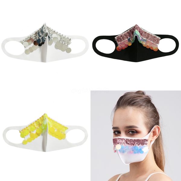 

tin cotton sequin masks for women clot breatable anti-dust wasable mask for coose#419#983, Black