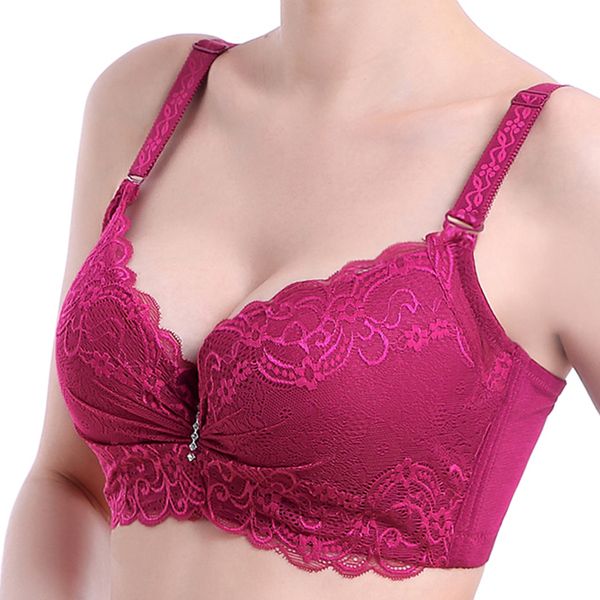 

bras plus size bra ultrathin lace bralette for woman racerback push up cotton brassiere underwire c d e cup underwear 105cde, Red;black