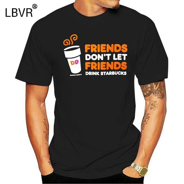 

dunkin donuts don't let drink brown t shirt mens m, White;black