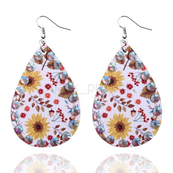 

thanksgiving diamond plaid polka dot drop leather earrings, Golden