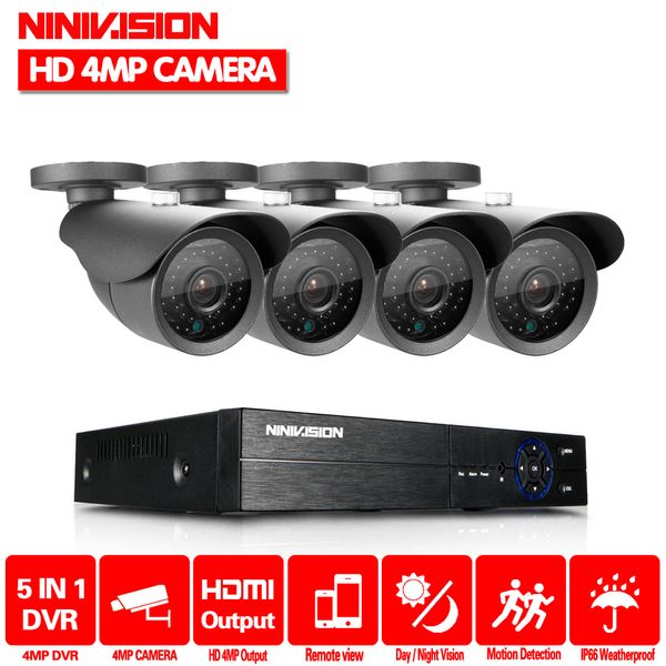 

4ch Full HD 4MP Surveillance Kit CCTV DVR h.264 Video Recorder AHD Outdoor Metal Bullet Security Camera System Email Alarm