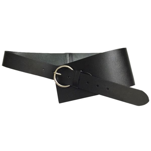 

auau-ladies retro luxury solid color simple waist bandwidth belt dress belt suit waist seal accessories, Black;brown