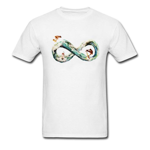 

бесконечность волна 2018 math geek футболка surfer shark творческий мультфильм картина мужские белые футболки на заказ новизна тройники