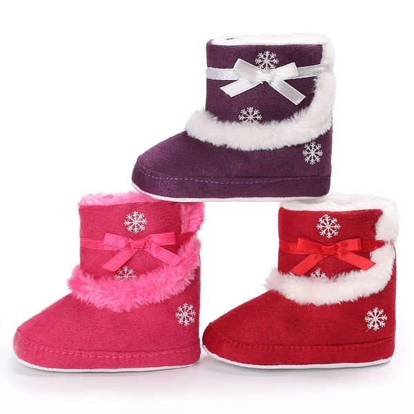 

new winter christmas baby soft sole girls shoes snow boots warm soft crib shoes snowflake toddler booties infant first walker