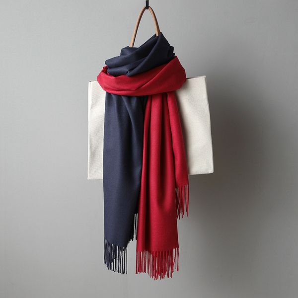 

oversize women scarf tassel shawls imitation cashmere scarves muslim head scarves solid color thick warm winter scarf for lady, Blue;gray