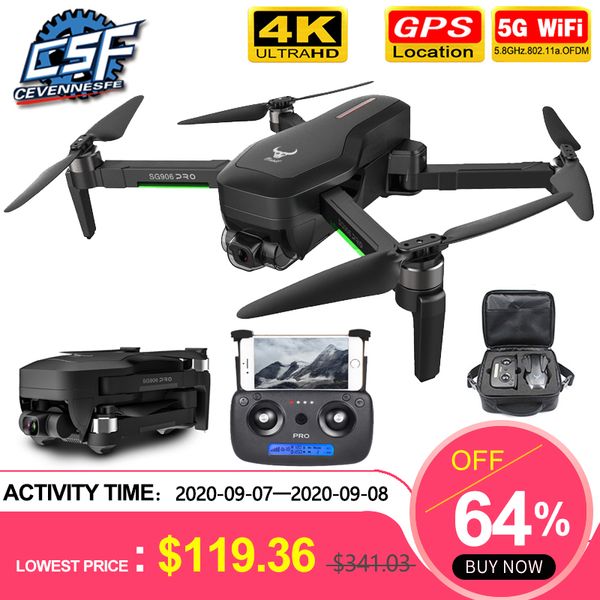 

2020 nwe sg906 pro drone 4k hd mechanical gimbal camera 5g wifi gps system supports tf card drones distance 1.2km flight 25 min
