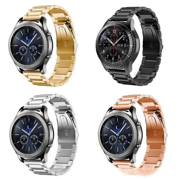 

22mm classic three beads metal band for samsung gear s3 watch band strap stainless steel bracelet