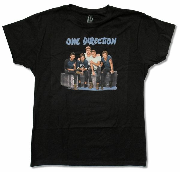 

one direction seated group girls juniors black t shirt new official 1d