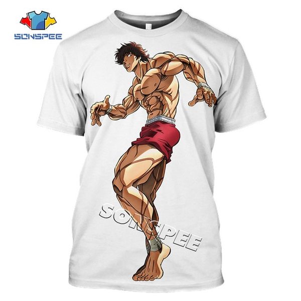 

summer comic grappler baki japan boxing men anime 3d print shirts plus size humor harajuku men clothing