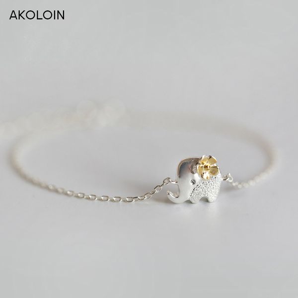 

akolion silver elephant bracelets 925 hand chain bracelet for women shool girl kids jewelry christmas gifts wholesale, Black