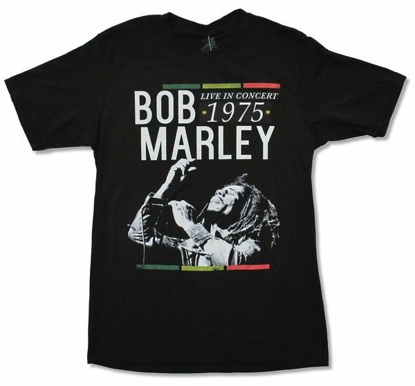 

bob marley live in concert 1975 black t shirt new official reggae rasta
