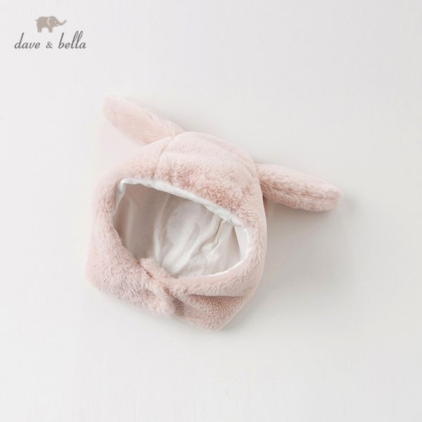 

db11801 dave bella winter baby girl cute solid pink warm hat, Slivery;white