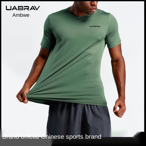 

uabrav outdoor running quick-drying badminton t-shirt men's breathable basketball training fitness sports short-sleeved t-shirt, Gray;blue